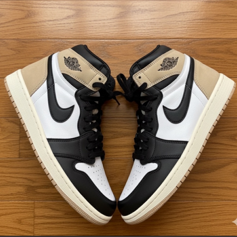 Nike air jordan 1s. Latte colorway, Black and White High-Top Sneakers